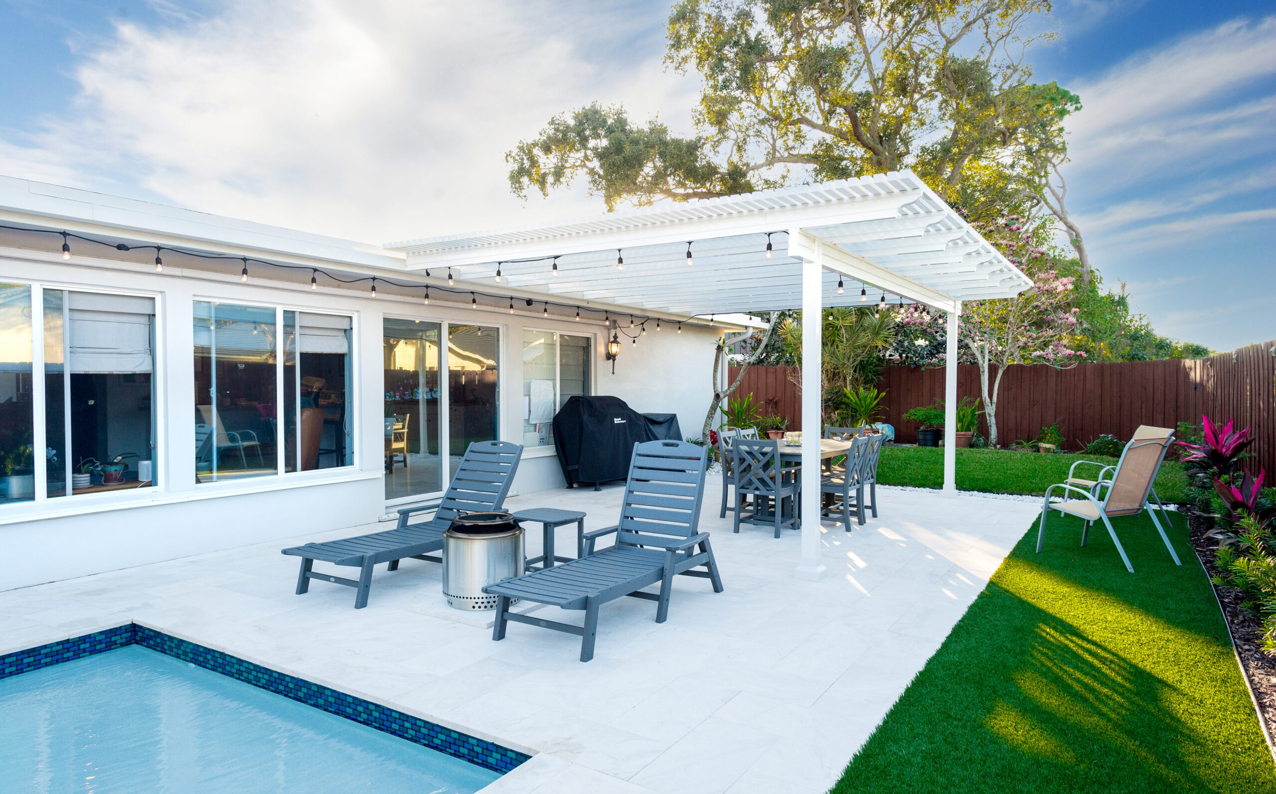 Aria Pergola Attached to House Wall